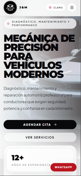 Vista móvil del inicio — Multiservicios Automotriz J&M